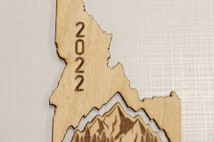 Laser cut and engraved Idaho ornament