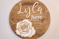 Nursery name sign with rose