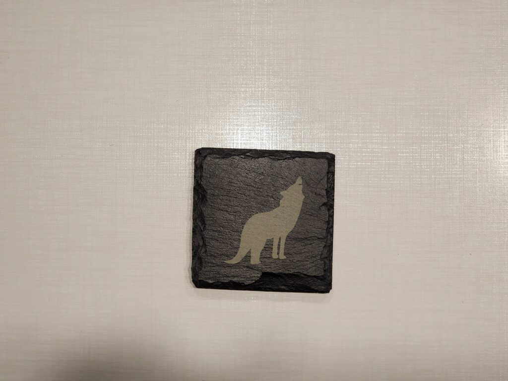 Black slate wolf silhouette coaster