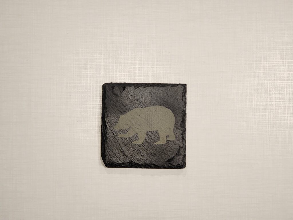 Black slate bear silhouette coaster
